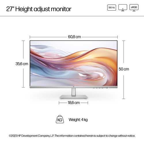HP Series 5 27 inch FHD Height Adjust Monitor - 527sh HP Series 5 27 inch FHD Height Adjust Monitor - 527sh